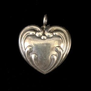 “VALENTINE’S DAY” Vintage Giant Sterling Puffy Heart Rattle Pendant